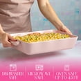 thumbnail image 3 of Paris Hilton Ceramic Stoneware Rectangular Lasagna Baker, 13 x 9 x 2.5 Inches, Oven Safe to 450°F, Dishwasher & Microwave Safe, Pink with Bow Handles, 3 of 7