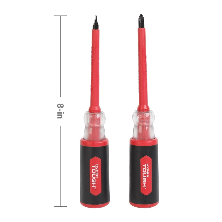 Hyper Tough Insulated Screwdriver Set 2-Piece Ergonomic Soft-Grip