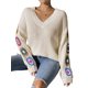 thumbnail image 1 of Suéteres de Punto de Larga con Estampado Floral Bohemio Clásico para Mujer, Estilo Informal, para Otoño e Invierno 2025. Albaricoque S, 1 of 8