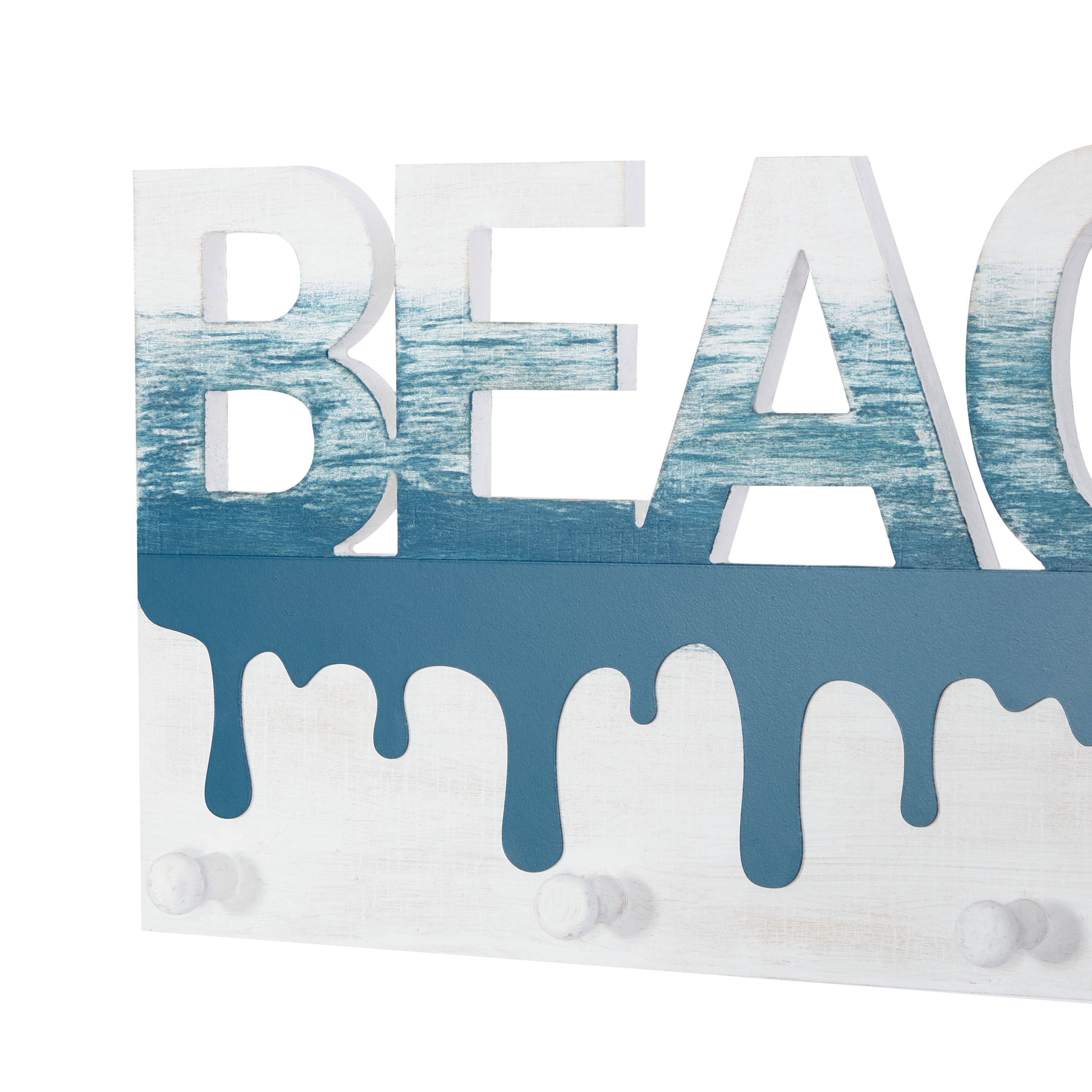 DecMode Blue Wood Coastal Wall Hook