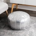 thumbnail image 3 of Nuloom  Handmade Moroccan Leather Filled Ottoman Pouf, 3 of 5