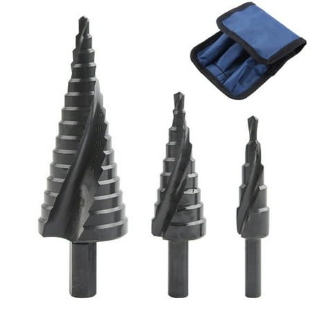 

3Pcs HSS Cobalt Step Drill Bit Set Nitrogen High Speed Steel Spiral for Metal Cone Triangle Hole Metal Drilling