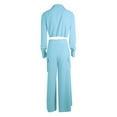 thumbnail image 5 of Baqcunre Two Piece Sets for Women Long Sleeve Shirt Top High Waist Loose Pocket Casual Pants Set 2 Pieces Womens Fashion Outfits for Women Vacation Outfits for Women Womens Clothes Blue XL, 5 of 5