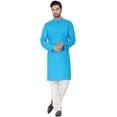 thumbnail image 1 of SKAVIJ Ensemble Kurta Pyjama Homme Coton Manches Longues Soirée Yoga Turquoise L, 1 of 6