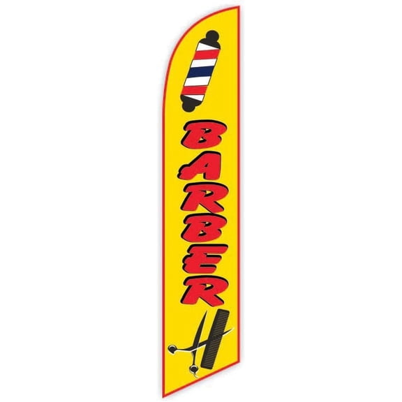 Cobb Promo Barber Yellow Advertising Feather Flag 12ft - Replacement Flag Only Without Poleset