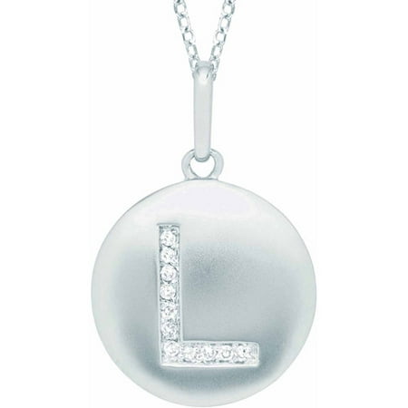 Diamond Accent Sterling Silver Round Initial L Disc Pendant
