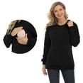 thumbnail image 2 of Youmylove Women Maternity Regular Solid Color Hem Casual Long Sleeve Top Belt Hoodies Breastfeeding Top Comfy, 2 of 9