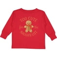 thumbnail image 3 of Inktastic Too Cute for the Naughty List Gingerbread Christmas Boys or Girls Long Sleeve Toddler T-Shirt, 3 of 5