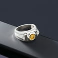 thumbnail image 5 of Gem Stone King 925 Sterling Silver Yellow Citrine Ring for Men | 1.68 Cttw | Round 8MM | Gemstone November Birthstone | Size 13, 5 of 5