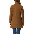 thumbnail image 4 of INSPIRE CHIC Women's Coat Mid Length Stand Collar Single Breasted Winter Outerwear Overcoat Deep Brown S, 4 of 7