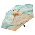 thumbnail image 4 of Starfish with Blue Sea Compact Sun Umbrella Windproof Travel Umbrellas for Rain Strong Portable UV Protection, 4 of 8