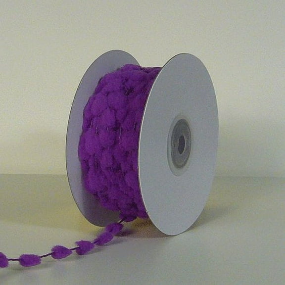 25 Yards Fuzzy Pom Pom Wired Trim Ribbon Lace - Purple