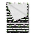thumbnail image 2 of Rose Soft Flannel Fleece Blanket, Pink Rose Flowers on Contemporary Design Black and White Striped Background Print, Cozy Plush for Indoor and Outdoor Use, 50" x 70", Black and White, by Ambesonne, 2 of 5