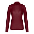 thumbnail image 4 of Zmoon Women's High Collar Solid Color Mesh Bottom Long Sleeve Top, 4 of 6