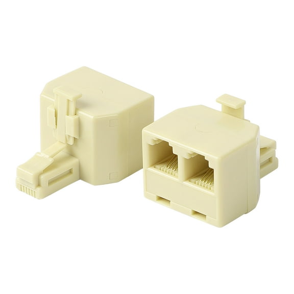 2 Pcs RJ11 Telephone Connectors Couplers,  4P 1 Male to 2 Female Plug Splitter Adapter