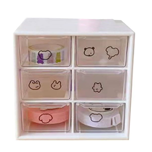 Case de Organizador de Almacenamiento de Cajones de Maquillaje, Caja de Almacenamiento de 6 Cajones Rectangular Para Papelería