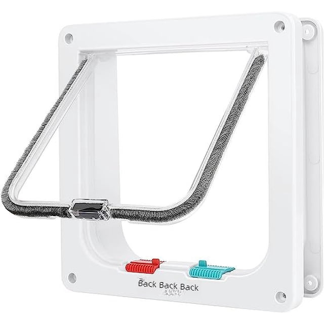 Puerta para Mascotas de Doble Acceso, Abertura Bi-Direccional para Gatos y Perros, Diseño Amigable, Material ABS, Tamaño S 20x19x2cm, Ideal para el Hogar en Color Blanco
