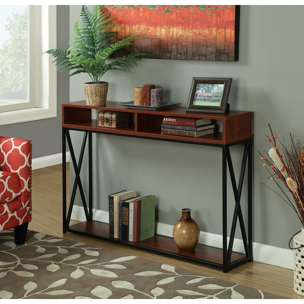Convenience Concepts Tucson Deluxe 2, Modern Console Table With Drawers Solid Wood Metallica