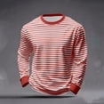 thumbnail image 2 of Long Sleeve Shirts for Men, Striped T Shirts for Men Casual Color Block Shirt Long Sleeve Trendy Summer Tops Mens Plus Size Classic Crew Neck Tee, 2 of 6