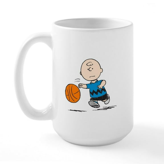 CafePress - Basketballer Brown Large Mug - 15 oz Ceramic Large White Novelty Mug