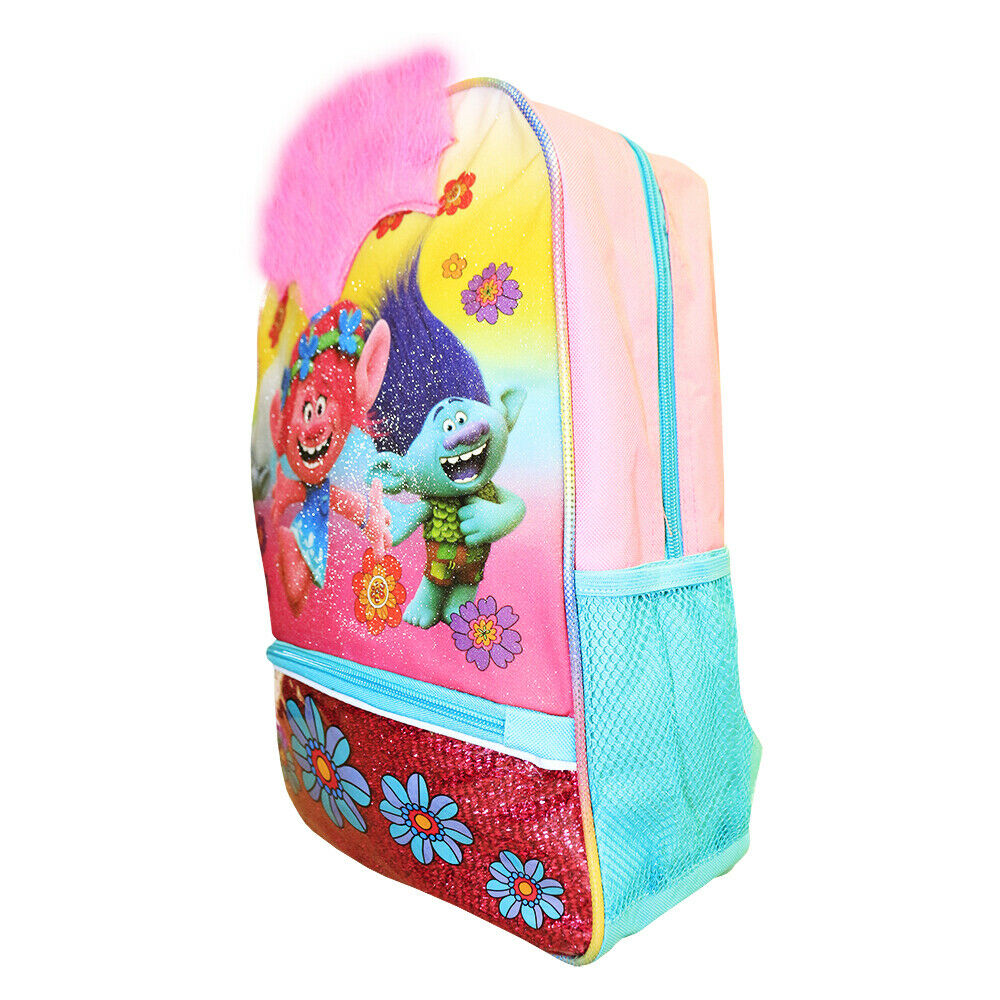 Poppy Trolls Faux Hair Deluxe School Bag or Travel Backpack 16 inches - image 2 of 8