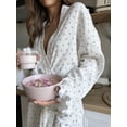 thumbnail image 4 of Bathrobe for Women Y2k Heart Print Ruffled Long Sleeve Soft Lightweight Kimono Loungewear with Belt, 4 of 6