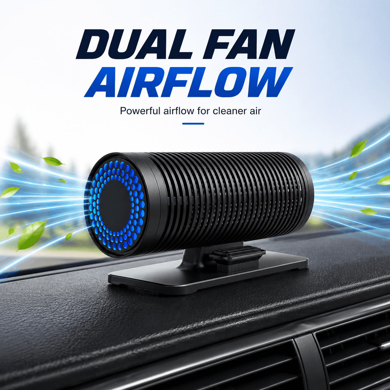 Car Air Purifier with HEPA Filter, Dual Fan Portable Air Cleaner for Smoke, Pet Odors and Dust, Ultra-Quiet Ionizer for Vehicle and Small Room, Aromatherapy Diffuser