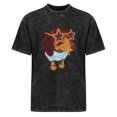 thumbnail image 2 of Cool Dachshund in Star Sunglasses and Blue Stripe Shirt Graphic T-Shirt Vintage Distressed Crewneck Top, 2 of 7