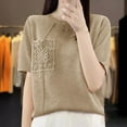 thumbnail image 2 of KIHOUT New Summer Fashion Top for Women 2025, Ladies Casual Solid Color Knit Half Sleeve Round-Neck Blouses Shirt Pink S, 2 of 4