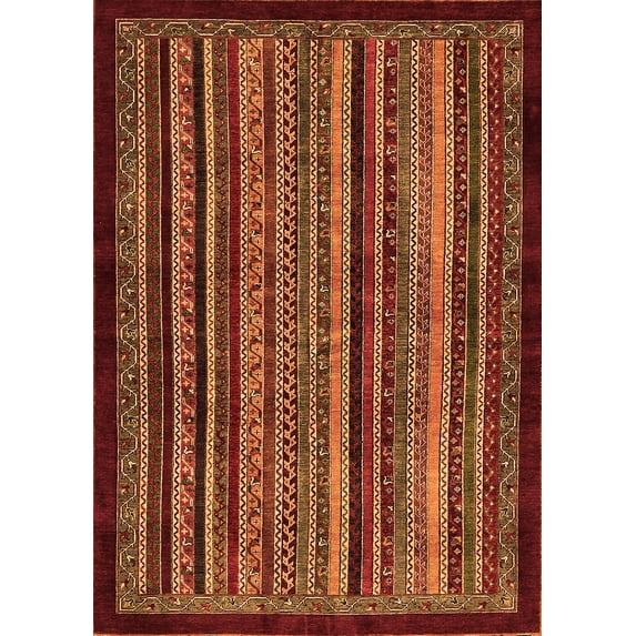 Ahgly Company Indoor Rectangle Abstract Orange Modern Area Rugs, 5' x 7'
