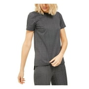 MICHAEL KORS $98 Womens New Black Check Short Sleeve Top PM Petites B+B
