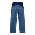 thumbnail image 4 of YUANxueke Maternity Jeans for Women Straight Wide Leg Pregnancy Denim Pants Over The Belly Stretchy Jeans,Dark Blue,M, 4 of 5