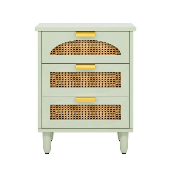 Spaco Wood Night Stand, Storage Cabinet with 3-Drawers, 20-Inch Bedside Table for Indoor as Bedroom, Green