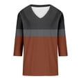 thumbnail image 4 of CONZONE Womens Summer T-Shirts 3/4 Sleeve T Shirts for Women Casual V Neck Patchwork Color Lightweight Tees Soft Cozy Dailywear, 4 of 4