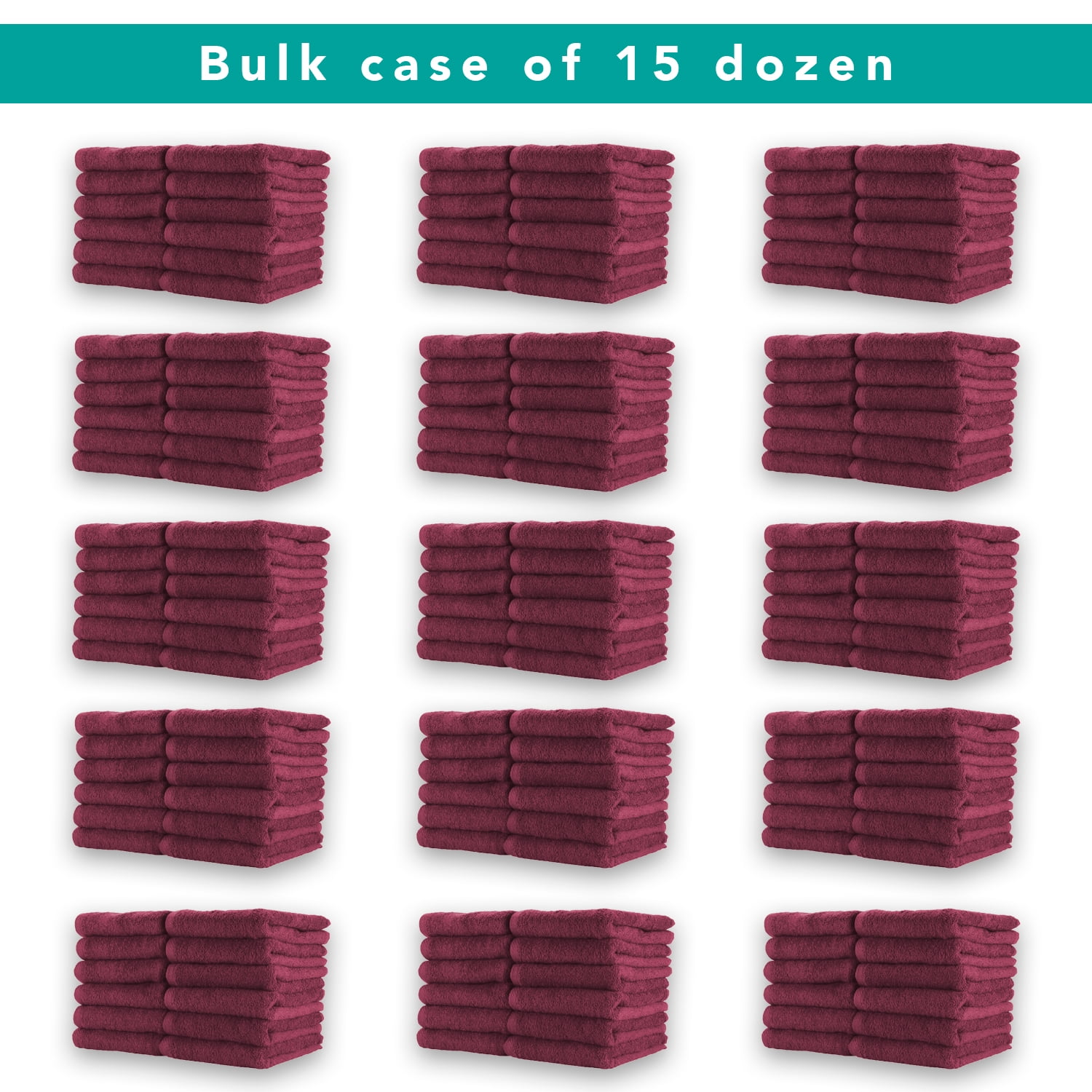 Arkwright Bleach Safe Jr. Salon Towels - 100% Ring Spun Cotton Hand Towel for Spa - (Bulk Case of 180) Burgundy