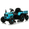 thumbnail image 2 of Ride On Tractor With Trailer,12V Battery Powered Electric Tractor Toy W/Remote Control,Electric Car For Kids,Three Speed Adjustable,Power Display, Usb,Mp3 ,Bluetooth,Led Light,Two-Point Safety Belt, 2 of 9