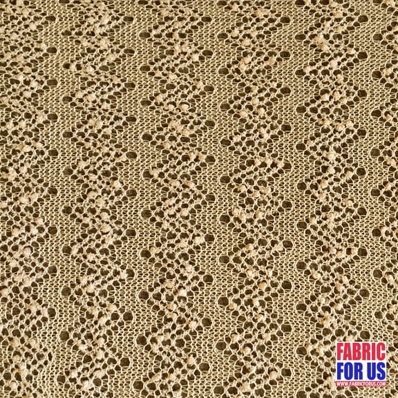 Lace Knit Fabric Beige 54" Wide By The Yard for Apparel, Shawl, Scarf, Tablecloth Etc.