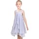 thumbnail image 4 of Vestido de Niña Gris con Volantes, Halter, de Fiesta, de Capas, de Gasa, Vestido Veraniego sin Mangas, 10 Años, 4 of 6