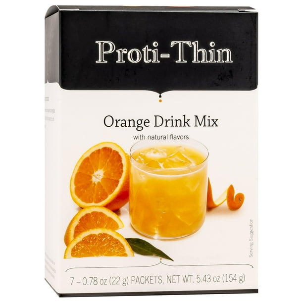 ProtiThin Orange Protein Fruit Drink, 15g Protein, Low Calorie, Low Carb, Zero Fat, 7/Box