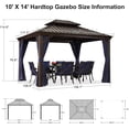 thumbnail image 2 of PURPLE LEAF 10 X 14 Permanent Hardtop Gazebo Netting and Curtains Deck Backyard Heavy Duty Sunshade Metal Roof All Weather Outdoor Pavilion Canopy Patio, 2 of 9