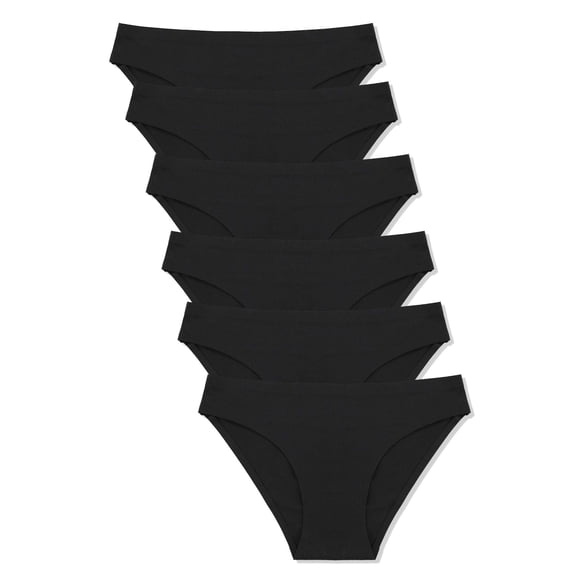 Ropa interior hipster sin costuras FINETOO para mujer, paquete de 6, color negro