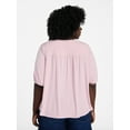 thumbnail image 3 of Terra & Sky Women's Plus Size V Neck Tee with Elbow Sleeves, Sizes 0X-5X, 3 of 5