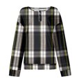 thumbnail image 6 of Women's Casual Shirts Long Sleeve Tops Button Up V Neck Loose Knit Fall Favorites For Women with Retro Plaid Print Waffle Henley Shirt, Classic Autumn Wear,Gray,S, 6 of 7
