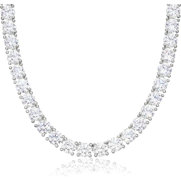 Leander Tennis Necklaces for Women Men, 14K Gold/Silver Plated Simulated Diamond Chain Round Cubic Zirconia Choker Dainty Jewelry Gift