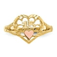 thumbnail image 5 of 14K Two-Tone Gold Ring Band Themed diamond-cut 15 Heart, Size 5, 5 of 5