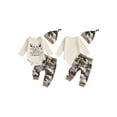 thumbnail image 2 of Miaouyo Infant Baby Boys Fall Pants Set 0 3 6 12 18 Months Long Sleeve Crew Neck Letters Print Romper with Camouflage Sweatpants and Hat, 2 of 9
