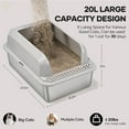 thumbnail image 5 of Naipo XL Stainless Steel Cat Litter Box with High Wall Side, 23.5"×15.5"×12", XL Litter Box for Small/Big/Multi Cats, with Scoop and Footboard, Gray, 5 of 10