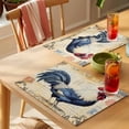 thumbnail image 4 of Placemat Set of 6 White Blue Rooster Placemats for Dining Table Retro Style Letter Washable Table Mats for Kitchen and Party Decor Indoor & Outdoor Use, 4 of 8