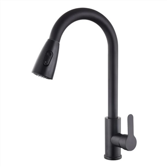 Kitchen faucet with Pull Out Spray Stainless Steel,Kitchen Sink faucets Hot and Cold Telescopic Rotating Kitchen Faucet Kitchen Mixer faucet Black