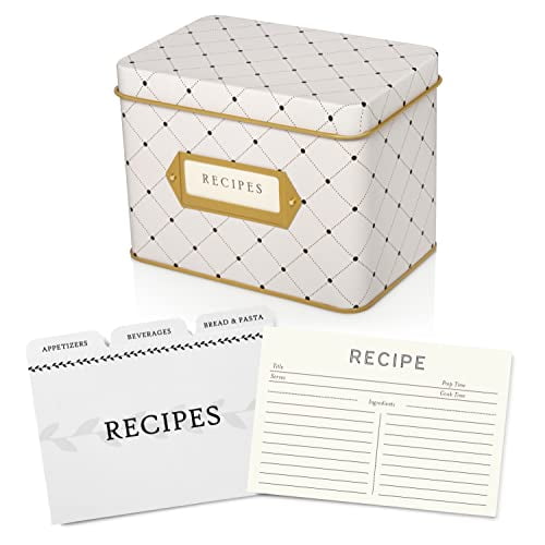 Jot & Mark Recipe Card Complete Gift Box Decorative Tin Box, Recipe